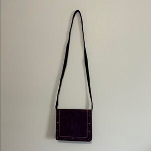Neiman - Marcus vintage-style purple suede handbag gold stud accents